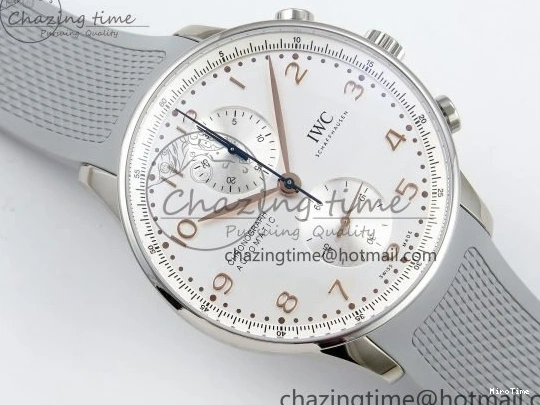 MIROTIME 1228 Portuguese Chrono IW3716 Z+F 1:1 Best Edition White Dial on Gray Rubber Strap A WrinkleFree 7014